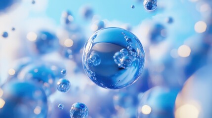 Blue glass spheres, spherical molecules