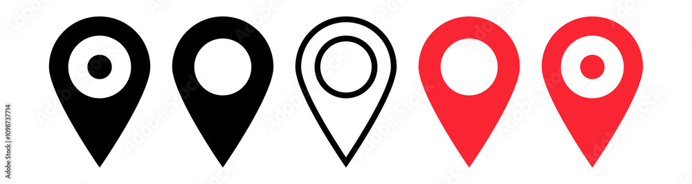 Aufkleber Location icon set, Map pin place marker. location pointer icon symbol in flat style. Red Location pin icon, Navigation sign
