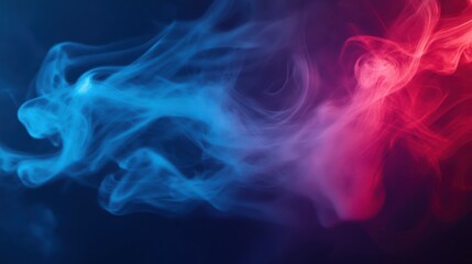 Fototapeta premium Abstract texture of backlit smoke in red blue on a black background.