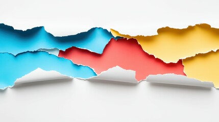 blank ripped paper pieces isolated on white background. Colorful stripes. Abstract modern wallpaper