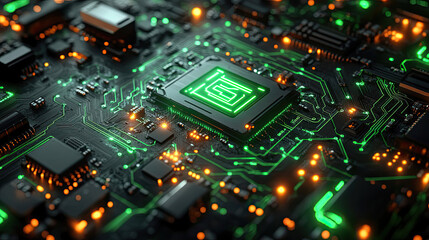 Obraz premium Close-up of a Computer Chip on a Circuit Board