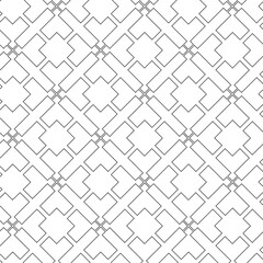 Abstract geometric pattern with crosses, stripes, lines. Seamless vector background. White and black ornament. Modern reticulated graphic design.