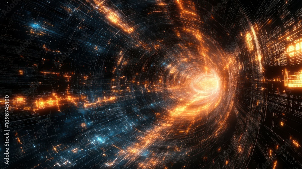Wall mural computer code. digital technology background. abstract space background.