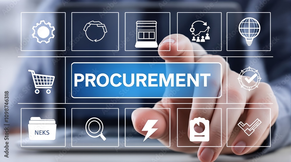 Poster comprehensive procurement management and supply chain concept icons for logistics and inventory mana