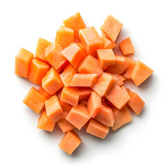 Chopped delicious Papaya fruit on a white background