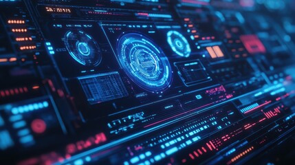 Fototapeta premium Digital Hud. Blue. Futuristic computer interface for composing. Loopable between frames 164 and 287. More colors in my portfolio.