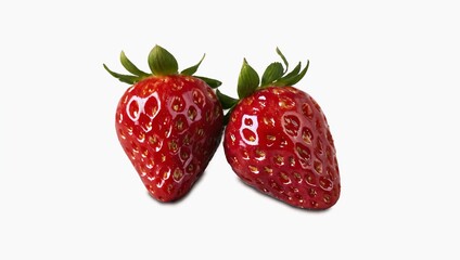 Ripe strawberries close-up on a white background
