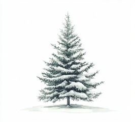 Obraz premium A trendy farmhouse-style Christmas tree illustrated in watercolor.