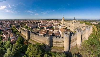 Fototapeta premium Medieval fortified city, AI generated