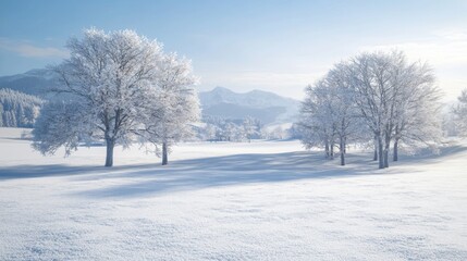 Obraz premium A vast winter landscape with a clear sky and ample space to place text or designs