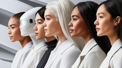 Fototapeta premium Evolution of Artificial Intelligence and Humanity in Modern Imagery