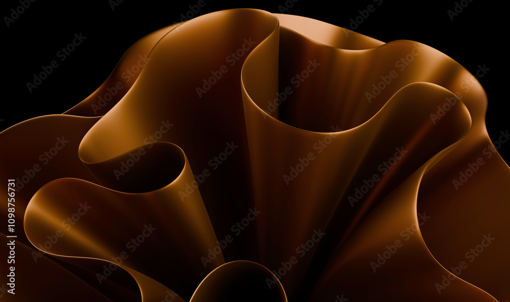 Poster luxurious curved bronze structures creating a dynamic and fluid abstract image