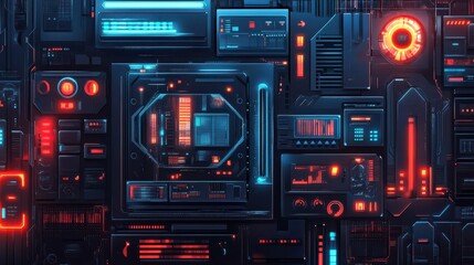 Obraz premium IT concept. Illustration of technical icons. Futuristic background.