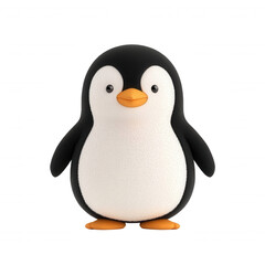 Fototapeta premium Cute cartoon penguin character with a friendly expression and vibrant colors., isolated on a transparent background.