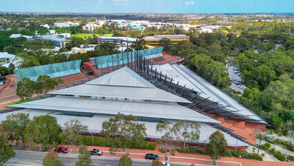 Aerial view of Joondalup Campus, showcasing modern architecture and green spaces in Western Australia
