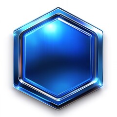 Blue Hexagonal Shape With Glossy Finish Displayed on a White Backdrop Capturing Attention and Conveying a Sense of Modernity