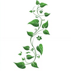 Vibrant Green Vine With Lush Leaves and Delicate Flowers Creating a Natural and Decorative Vertical Design