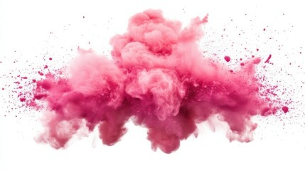 Fototapeta premium Paint explosion powder splashed on transparent background in pink smoke
