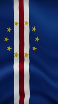 Cape Verde Waving Flag in Vertical Orientation. Realistic Flag Animation. Seamless Loop Background.	