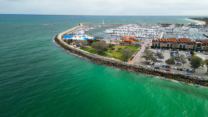 Stunning bird's-eye view of Sorrento town, coastline, and harbor in Western Australia