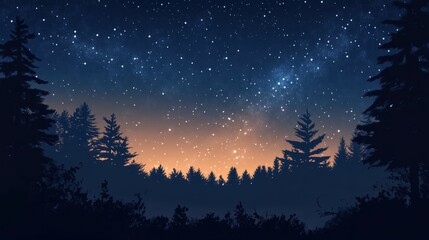 Fototapeta premium Illustration of a clear night sky filled with stars and the Milky Way visible