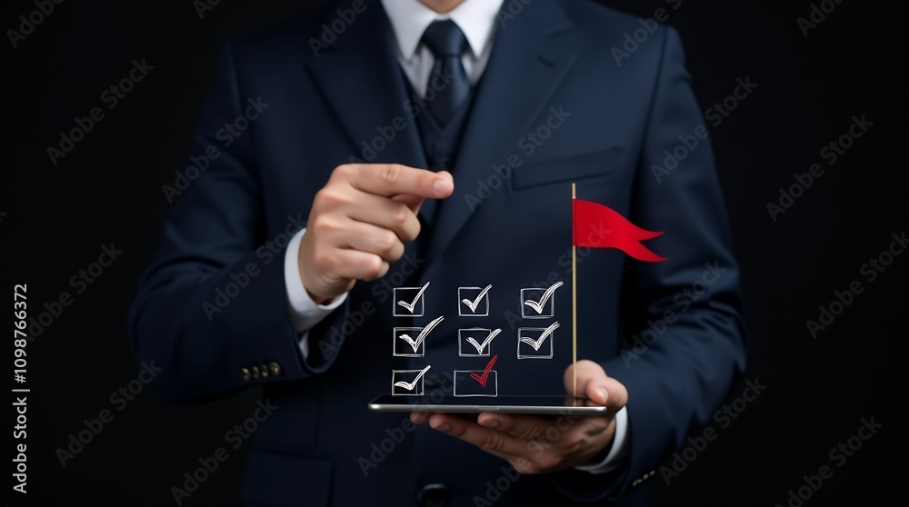 Poster business success strategies: step-by-step progress toward goal achievement representation with visua