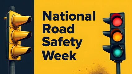 National Road Safety Week Banner with Traffic Lights