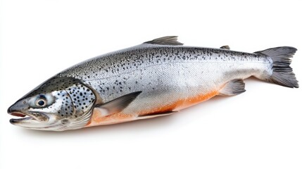 Obraz premium raw salmon, fish isolated on white background, full depth of field