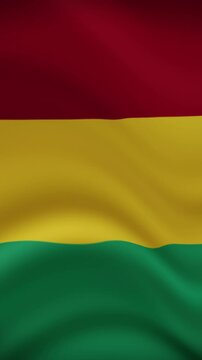 Guinea Waving Flag in Vertical Orientation. Realistic Flag Animation. Seamless Loop Background.	