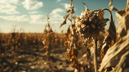 Dry and hot weather. Wilted plants in extreme heat