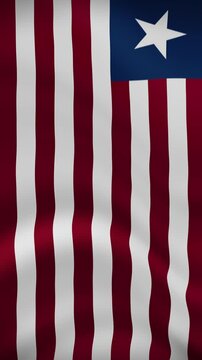 Liberia Waving Flag in Vertical Orientation. Realistic Flag Animation. Seamless Loop Background.	