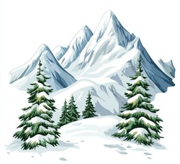 Obraz premium A forest-covered blue mountains landscape in winter.