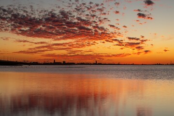 sunset over the river