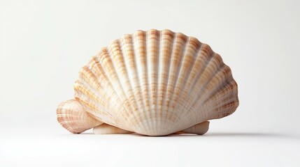 scallops sea shell isolated on white background, full depth of field