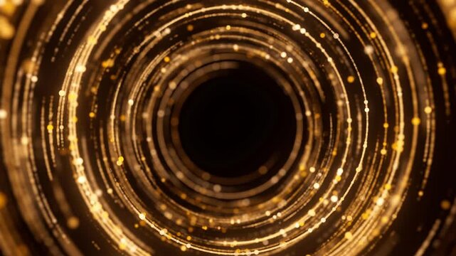 Golden background. Bright decoration texture with glitter sparks and shiny particles. Holiday celebration concept. Seamless loop.