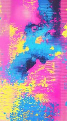 Obraz premium A vibrant abstract pattern featuring a blend of blue, pink, and yellow hues creating a dynamic visual impact.