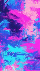 Obraz premium Vibrant abstract digital art with a blend of pink and blue hues, creating an energetic and dynamic composition.