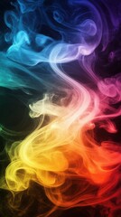 Fototapeta premium A mesmerizing swirl of vibrant colored smoke, transitioning from deep blue to radiant red, creating an enchanting visual.