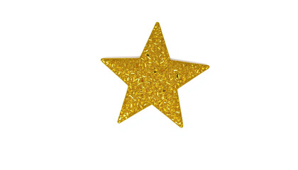 Obraz premium Golden star, shiny holiday decoration, isolated on white background