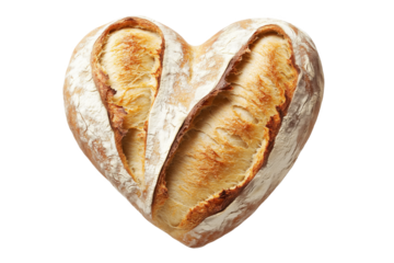 Bread in the Shape of Heart Isolated on White and Png Transparent Background