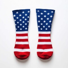 Fototapeta premium Colorful Fourth of July socks featuring red, white, and blue stars and stripes perfect for festive celebrations and summer outings