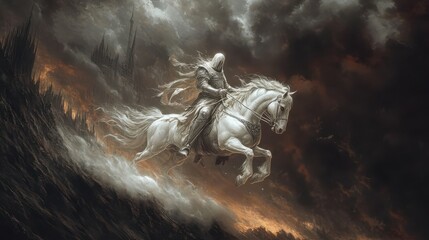 White horseman of apocalypse riding white horse