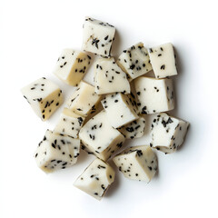 Close up shot of a chopped Soursop fruit on a white background