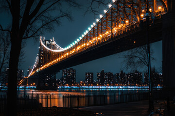 Obraz premium Illuminated Bridge at Night