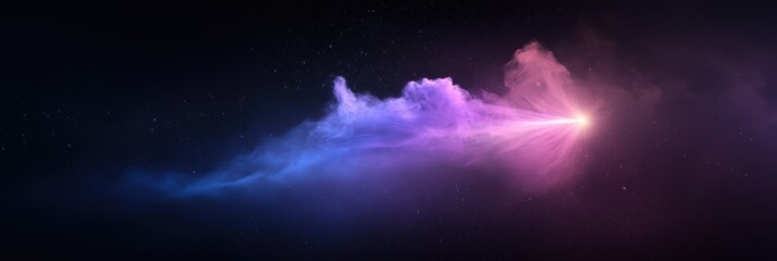 A purple and blue cloud of smoke is shooting out of a star