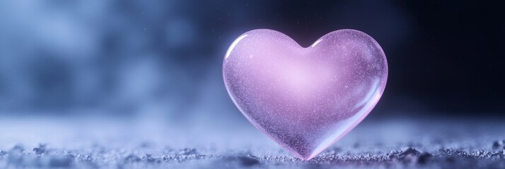 Fototapeta premium A heart made of glass is on a blue background