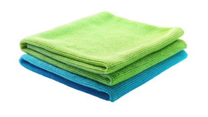 Soft green microfiber cloth stacked neatly, perfect for cleaning and dusting tasks in home or office settings