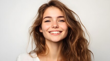 Naklejka premium isolated on white background portrait of natural beautiful woman