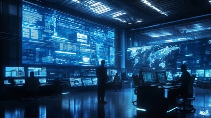Cybersecurity Control Room - Futuristic Tech
