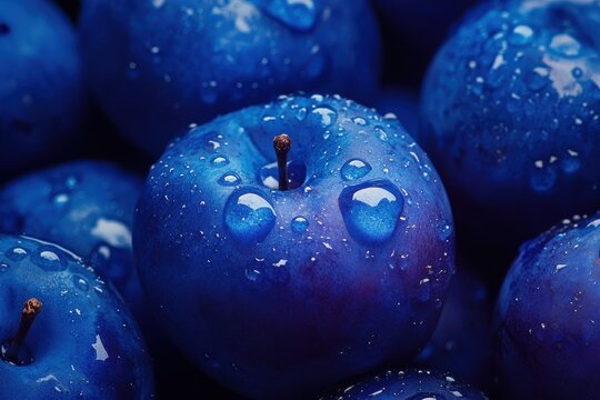 Macro shot of fresh blue plums as a textured background